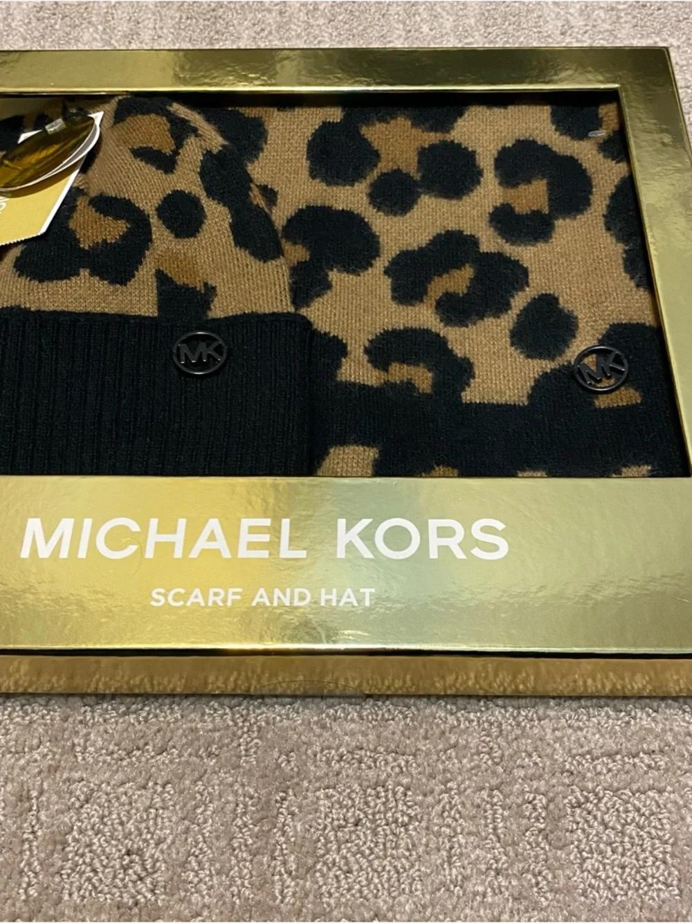 New {Michael Kors} Leopard Print Scarf & Hat Set